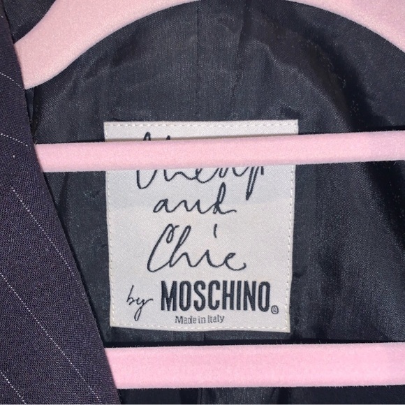 Moschino Black Pinstripe Wool blend Women’s blazer Size 8 - Picture 2 of 9